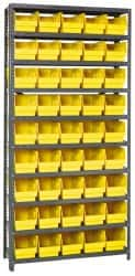 Quantum Storage - 45 Bin Store-More Shelf Bin System - 36 Inch Overall Width x 12 Inch Overall Depth x 75 Inch Overall Height, Yellow Polypropylene Bins - Makers Industrial Supply