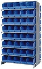 Quantum Storage - 80 Bin Store-More Sloped Shelving System - 36 Inch Overall Width x 24 Inch Overall Depth x 63-1/2 Inch Overall Height, Blue Polypropylene Bins - Makers Industrial Supply