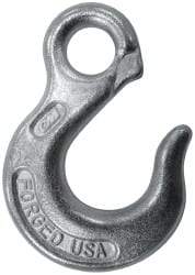 CM - 2,650 Lb Capacity, Chain Grade 30, Steel Eye Hook - 0.92" Hook Throat, 3.17" Reach, 3/4" Eye ID, 3/8" Chain Diam, 4.56" OAL, Heat Treated - Makers Industrial Supply