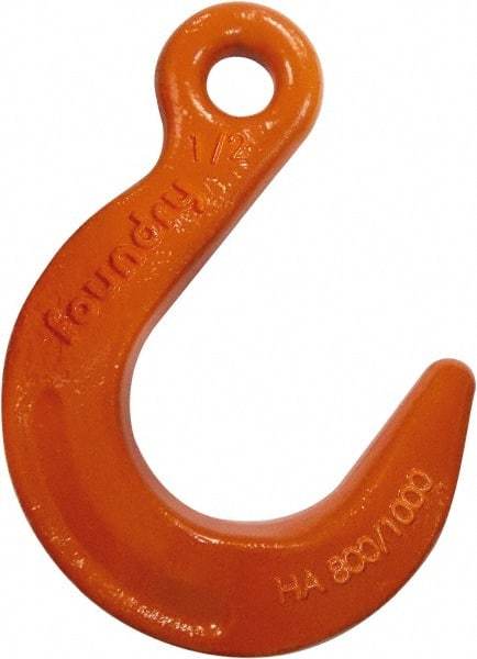 CM - Chain Grade 100, 8,800 Lbs. Load Limit Eye Foundry Hook - 1.44 Inch Hook Throat, 4.78 Inch Reach, 0.94 Inch Eye Inside Diameter, 3/8 Inch Chain Diameter, 6.64 Inch Overall Length, 0.56 Inch Eye Thickness - Makers Industrial Supply