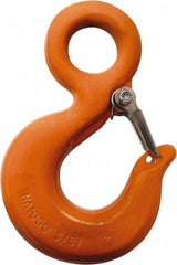 CM - Chain Grade 100, 5,700 Lbs. Load Limit Eye Rigging Hook with Latch - 1.06 Inch Hook Throat, 4.09 Inch Reach, 1.13 Inch Eye Inside Diameter, 5/16 Inch Chain Diameter, 5.63 Inch Overall Length, 1/2 Inch Eye Thickness - Makers Industrial Supply