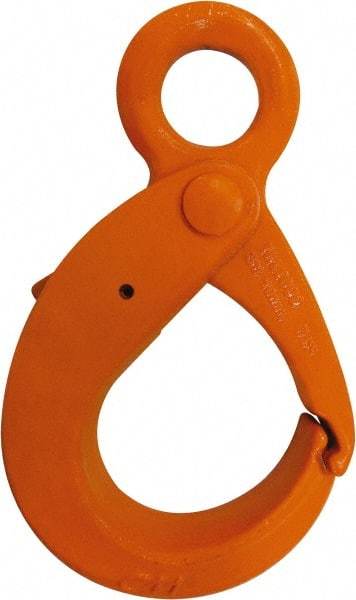 CM - Chain Grade 100, 22,600 Lbs. Load Limit Eye Latchlok Hook - 3.2 Inch Hook Throat, 10.36 Inch Reach, 2 Inch Eye Inside Diameter, 5/8 Inch Chain Diameter, 12.33 Inch Overall Length, 1.03 Inch Eye Thickness - Makers Industrial Supply