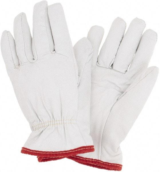 MCR Safety - Size S, ANSI Cut Lvl 3, Goatskin Leather Cut Resistant Gloves - 9.75" Long, Kevlar Lining, Elastic Cuff, White, Paired - Makers Industrial Supply