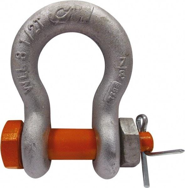 CM - 1/2" Nominal Chain Size, 3.3 Ton Alloy Steel Bolt Anchor Shackle - 23/32" Diam, 5/8" Pin Diam, 13/16" Wide Inside Jaw, 1-5/32" Inside Width - Makers Industrial Supply