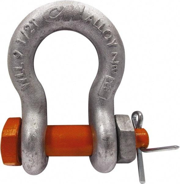 CM - 5/16" Nominal Chain Size, 0.75 Ton Carbon Steel Bolt Anchor Shackle - 15/32" Diam, 3/8" Pin Diam, 17/32" Wide Inside Jaw, 25/32" Inside Width - Makers Industrial Supply