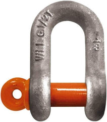 CM - 1/4" Nominal Chain Size, 0.5 Ton Carbon Steel Screw Chain Shackle - 13/32" Diam, 9/32" Pin Diam, 15/32" Wide Inside Jaw, 15/32" Inside Width - Makers Industrial Supply