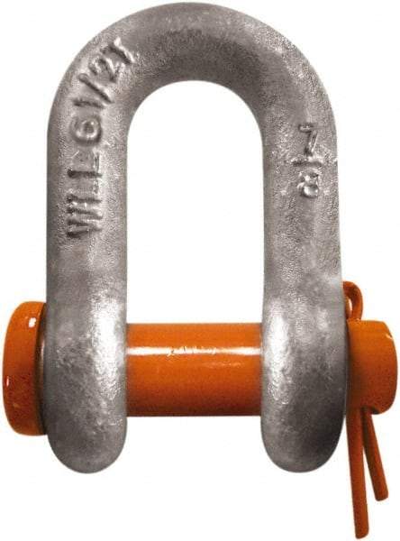 CM - 1/2" Nominal Chain Size, 2 Ton Carbon Steel Round Chain Shackle - 23/32" Diam, 5/8" Pin Diam, 13/16" Wide Inside Jaw, 13/16" Inside Width - Makers Industrial Supply