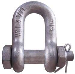 CM - 5/16" Nominal Chain Size, 0.75 Ton Carbon Steel Bolt Chain Shackle - 15/32" Diam, 3/8" Pin Diam, 17/32" Wide Inside Jaw, 17/32" Inside Width - Makers Industrial Supply