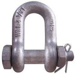 CM - 5/16" Nominal Chain Size, 0.75 Ton Carbon Steel Bolt Chain Shackle - 15/32" Diam, 3/8" Pin Diam, 17/32" Wide Inside Jaw, 17/32" Inside Width - Makers Industrial Supply