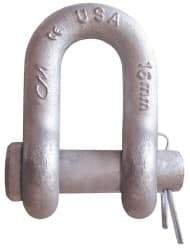 CM - 1/4" Nominal Chain Size, 0.75 Ton Carbon Steel Round Chain Shackle - 13/32" Diam, 9/32" Pin Diam, 15/32" Wide Inside Jaw, 15/32" Inside Width - Makers Industrial Supply