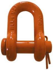 CM - 1/4" Nominal Chain Size, 0.75 Ton Carbon Steel Round Chain Shackle - 13/32" Diam, 9/32" Pin Diam, 15/32" Wide Inside Jaw, 15/32" Inside Width - Makers Industrial Supply