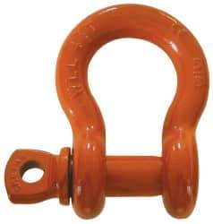 CM - 1/2" Nominal Chain Size, 3 Ton Carbon Steel Screw Anchor Shackle - 23/32" Diam, 5/8" Pin Diam, 13/16" Wide Inside Jaw, 1-5/32" Inside Width - Makers Industrial Supply