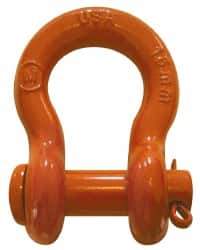 CM - 7/16" Nominal Chain Size, 2 Ton Carbon Steel Round Anchor Shackle - 19/32" Diam, 1/2" Pin Diam, 3/4" Wide Inside Jaw, 1-1/32" Inside Width - Makers Industrial Supply