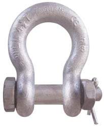 CM - 3/8" Nominal Chain Size, 1.5 Ton Carbon Steel Bolt Anchor Shackle - 17/32" Diam, 7/16" Pin Diam, 21/32" Wide Inside Jaw, 15/16" Inside Width - Makers Industrial Supply