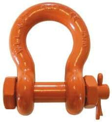 CM - 7/16" Nominal Chain Size, 2 Ton Carbon Steel Bolt Anchor Shackle - 19/32" Diam, 1/2" Pin Diam, 3/4" Wide Inside Jaw, 1-1/32" Inside Width - Makers Industrial Supply