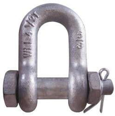 CM - 1/2" Nominal Chain Size, 3 Ton Carbon Steel Bolt Chain Shackle - 23/32" Diam, 5/8" Pin Diam, 13/16" Wide Inside Jaw, 13/16" Inside Width - Makers Industrial Supply