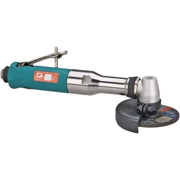 Dynabrade - 4" Wheel Diam, 13,500 RPM, Pneumatic Angle & Disc Grinder - 3/8-24 Spindle, 40 CFM, Rear Exhaust - Makers Industrial Supply