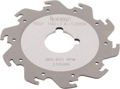 Iscar - Arbor Hole Connection, 1/16" Cutting Width, 1.181" Depth of Cut, 3-15/16" Cutter Diam, 1" Hole Diam, 10 Tooth Indexable Slotting Cutter - TGSF Toolholder, TAG N-A, TAG N-C/W/M, TAG N-J/JS/JT, TAG N-LF, TAG N-MF, TAG N-UT Insert - Makers Industrial Supply