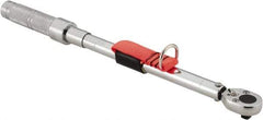 Proto - 3/8" Drive Micrometer Ratchet Head Tethered Torque Wrench - 20 Ft/Lb to 100 Ft/Lb Torque, 17" OAL, 1/2 Ft/Lb Graduation, Pear Head - Makers Industrial Supply