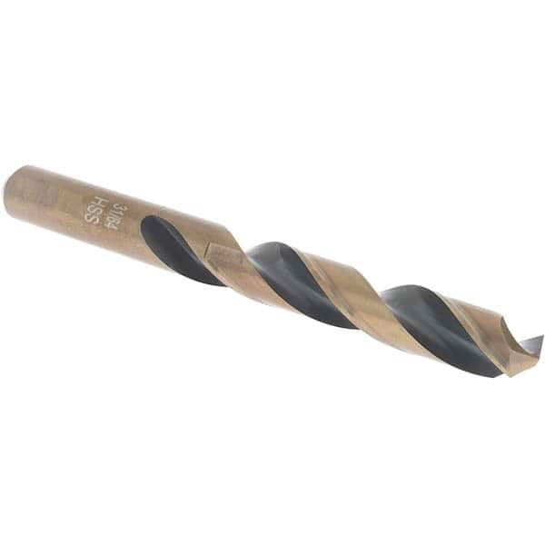 Import - 31/64" High Speed Steel, 135° Point, Round with Flats Shank Maintenance Drill Bit - Makers Industrial Supply