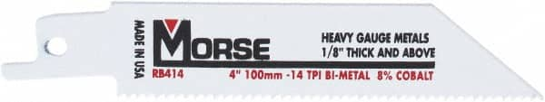 M.K. MORSE - 4" Long x 3/4" Thick, Bi-Metal Reciprocating Saw Blade - Tapered Profile, 14 TPI, Toothed Edge, Universal Shank - Makers Industrial Supply