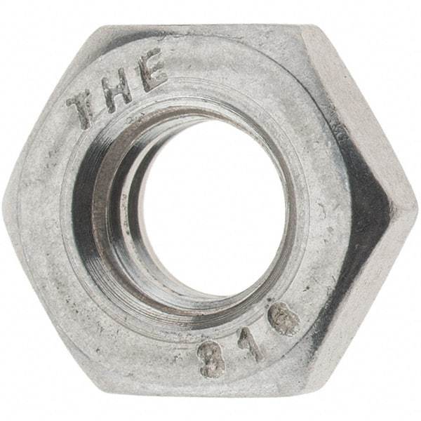 Value Collection - 1/4-20 UNC Stainless Steel Right Hand Hex Jam Nut - 7/16" Across Flats, 5/32" High, Uncoated - Makers Industrial Supply