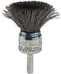 Weiler - 3/4" Brush Diam, Crimped, End Brush - 1/4" Diam Shank, 22,000 Max RPM - Makers Industrial Supply