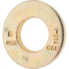 1/2″ Screw SAE Flat Washer: Carbon Steel, Zinc-Plated Yellow Chromate 17/32″ ID, 1.062″ OD, 3/32″ Thick