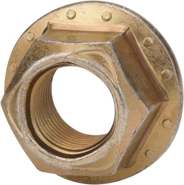 Made in USA - 1/4-28 Grade 8 Steel Hex Flange Lock Nut - Zinc Yellow Dichromate Finish - Makers Industrial Supply