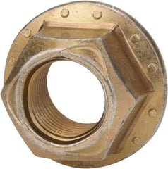 Made in USA - 1/4-28 Grade 8 Steel Hex Flange Lock Nut - Zinc Yellow Dichromate Finish - Makers Industrial Supply