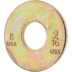 9/16″ Screw USS Flat Washer: Carbon Steel, Zinc-Plated Yellow Chromate 19/32″ ID, 1.5″ OD, 1/8″ Thick