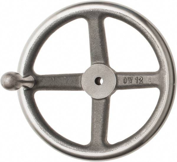 Made in USA - 12", Offset Handwheel - 2-1/2" Hub, Cast Iron, Plain Finish - Makers Industrial Supply