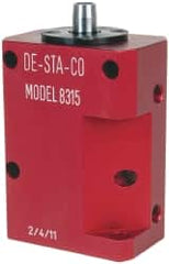 De-Sta-Co - 90 Lb Clamping Force, Right Hand Swing, 31.75mm Total Stroke, Single-Acting Pneumatic Swing Clamp - 1/8 NPT Port, 104.39mm Body Length x 38.1mm Body Width, 2.01 Cu In (Clamp), 2.26 Cu In (Unclamp), 130 Max psi - Makers Industrial Supply