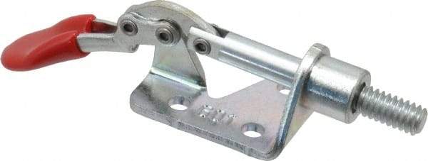 De-Sta-Co - 100 Lb Load Capacity, Flanged Base, Carbon Steel, Standard Straight Line Action Clamp - 3 Mounting Holes, 0.17" Mounting Hole Diam, 1/4" Plunger Diam, Thumb Handle - Makers Industrial Supply