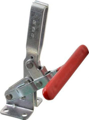 De-Sta-Co - 600 Lb Holding Capacity, Vertical Handle, Manual Hold Down Toggle Clamp - 58° Handle Movement, 103° Bar Opening, U-Bar, Flanged Base, Electro-Plated Zinc, Carbon Steel - Makers Industrial Supply