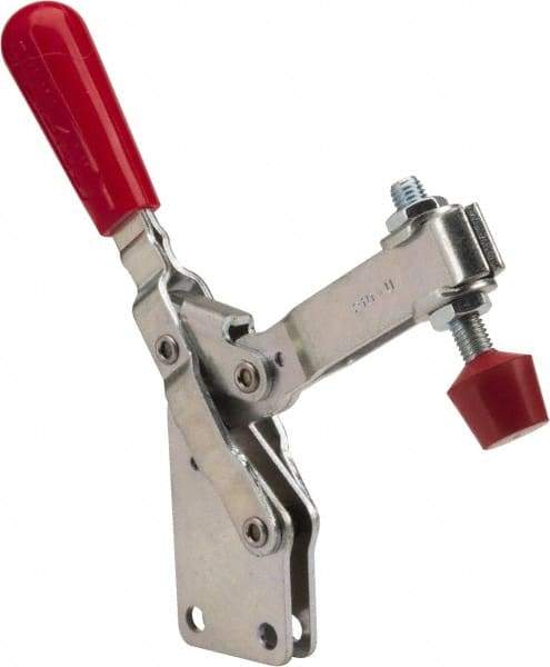 De-Sta-Co - 600 Lb Holding Capacity, Vertical Handle, Manual Hold Down Toggle Clamp - 58° Handle Movement, 103° Bar Opening, U-Bar, Straight Base, Electro-Plated Zinc, Carbon Steel - Makers Industrial Supply