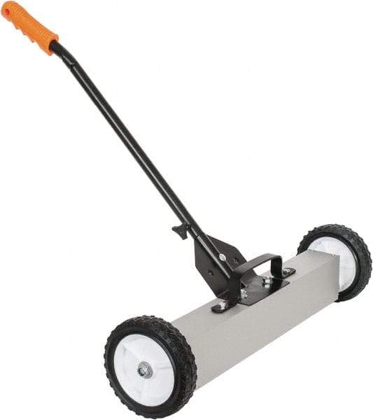 Shields Magnetics - 24" Long Push Magnetic Sweeper with Wheels - 6-13/16" Wide x 13" High x 48" Long, 7" Wheel Diam, 3/4 to 1-1/2" Clearance - Makers Industrial Supply