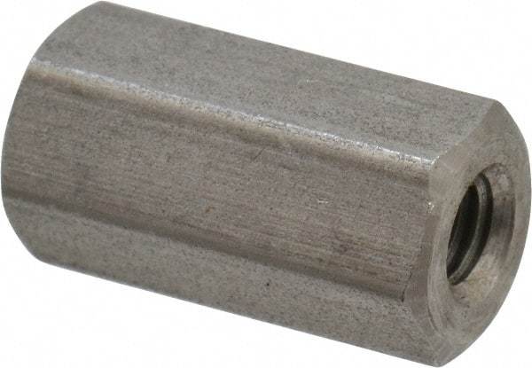 Made in USA - #10-32 UNF, 3/4" OAL Stainless Steel Standard Coupling Nut - 3/8" Width Across Flats - Makers Industrial Supply