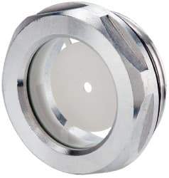 J.W. Winco - G 1-1/4 Thread, 40mm Distance Across Flats, Aluminum Oil Level Sight Glasses - 50mm Flange Diameter, 9mm Head Height, 12mm Length Under Head - Makers Industrial Supply