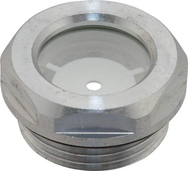 J.W. Winco - G 1 Thread, 36mm Distance Across Flats, Aluminum Oil Level Sight Glasses - 40mm Flange Diameter, 8.5mm Head Height, 11mm Length Under Head - Makers Industrial Supply