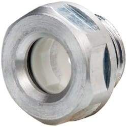 J.W. Winco - M16x1.5 Thread, 20mm Distance Across Flats, Aluminum Oil Level Sight Glasses - 22mm Flange Diameter, 7.5mm Head Height, 8mm Length Under Head - Makers Industrial Supply