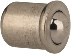 HALDER - 5mm Body Length x 4mm Body Diam, 2.5 N Init to 6 N Final End Force, Stainless Steel Press Fit Ball Plunger - 3mm Ball Diam, 1mm Max Ball Reach, 0.1mm Tolerance, 0.9mm Flange Thickness - Makers Industrial Supply