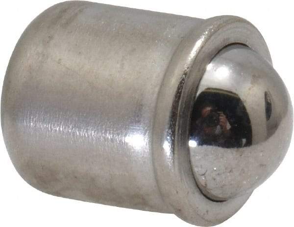 HALDER - 9mm Body Length x 8mm Body Diam, 7 N Init to 12.5 N Final End Force, Stainless Steel Press Fit Ball Plunger - 6.5mm Ball Diam, 2.4mm Max Ball Reach, 0.1mm Tolerance, 1.1mm Flange Thickness - Makers Industrial Supply