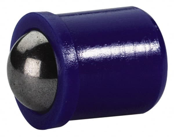 HALDER - 6mm Body Length x 5mm Body Diam, 6 N Init to 9.4 N Final End Force, Thermoplastic Press Fit Ball Plunger - 4mm Ball Diam, 1mm Max Ball Reach, 0.1mm Tolerance, 1mm Flange Thickness - Makers Industrial Supply