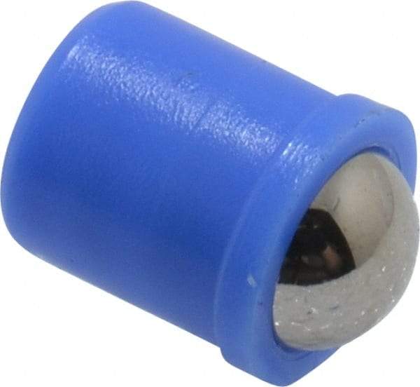 HALDER - 7mm Body Length x 6mm Body Diam, 6.2 N Init to 12.6 N Final End Force, Thermoplastic Press Fit Ball Plunger - 5mm Ball Diam, 1.6mm Max Ball Reach, 0.1mm Tolerance, 1mm Flange Thickness - Makers Industrial Supply