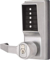 Kaba Access - Combination Entry Lever Lockset with Key Override - 2-3/4" Back Set, No Cylinder, Zamak3, Satin Chrome Finish - Makers Industrial Supply