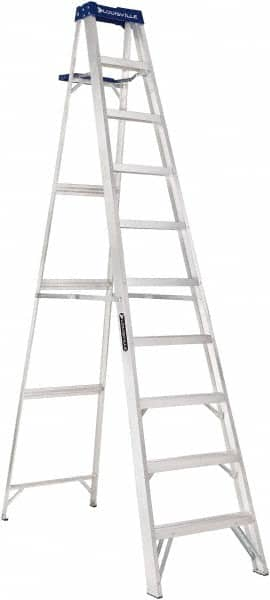 Louisville - 9 Steps, 10' High, Type I Rating, Aluminum Step Ladder - Makers Industrial Supply