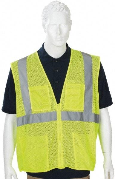 PIP - High Visibility Vest - CL2 ZIP FRONT LIME MED BARRIERE MESH FABRIC VEST - Makers Industrial Supply