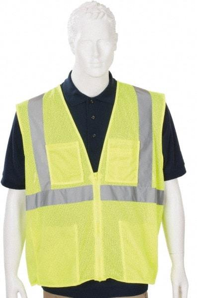 PIP - High Visibility Vest - CL2 ZIP FRONT LIME XL BARRIERE MESH FABRIC VEST - Makers Industrial Supply