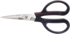 Clauss - 4" LOC, 7" OAL Stainless Steel Trimmers - Serrated, Plastic Coated Handle, For Paper, Fabric - Makers Industrial Supply